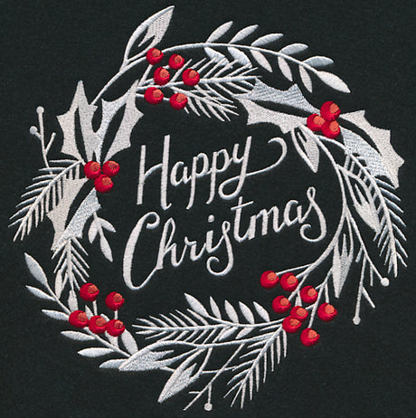 Happy Christmas Bliss Wreath (Whitework)