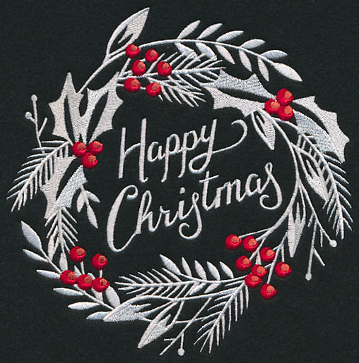 Happy Christmas Bliss Wreath (Whitework)