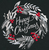 Happy Christmas Bliss Wreath (Whitework)