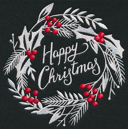 Happy Christmas Bliss Wreath (Whitework)