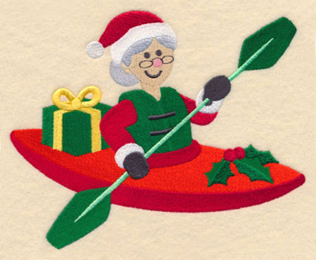 Mrs. Claus in Kayak