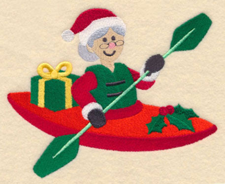Mrs. Claus in Kayak