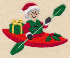 Mrs. Claus in Kayak