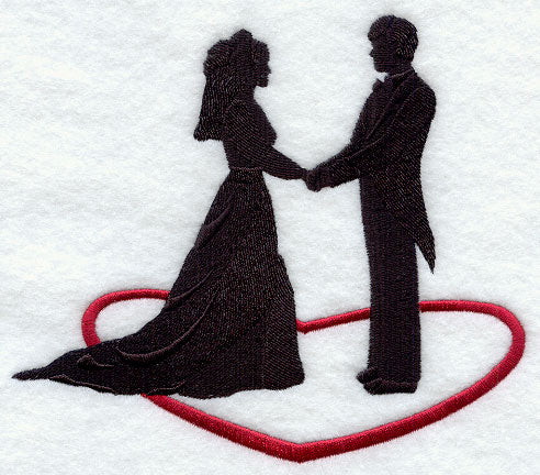 Bride & Groom Silhouette in Heart