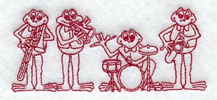 Frog Jazz Band (Redwork)