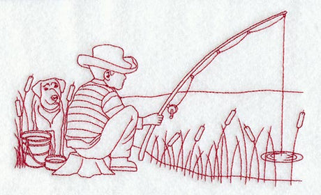 Fisherman (Redwork)