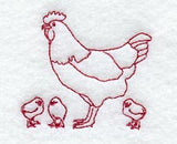 Hen & Chicks (Redwork)