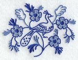 Delft Blue Peacock w/Flowers