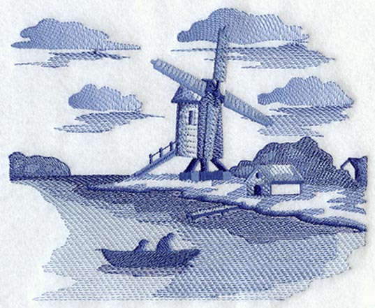 Delft Blue Windmill Scene