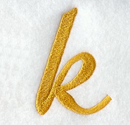 Curly Script Lower Case Letter k (3 Inch)