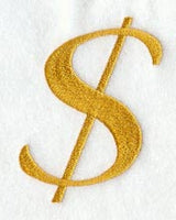 Curly Script Dollar Sign (3 Inch)