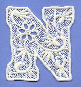 Floral Lace Letter N (Lace)