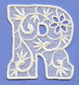 Letter R Lacing Floral Lace Letter R (Lace) – Embroidery Library