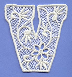 Floral Lace Letter V (Lace)