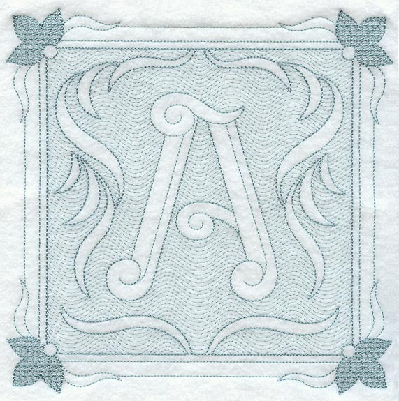 Victorian Scroll Letter A (7.8 Inch) (Trapunto)
