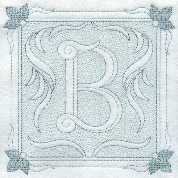 Victorian Scroll Letter B (7.8 Inch) (Trapunto)