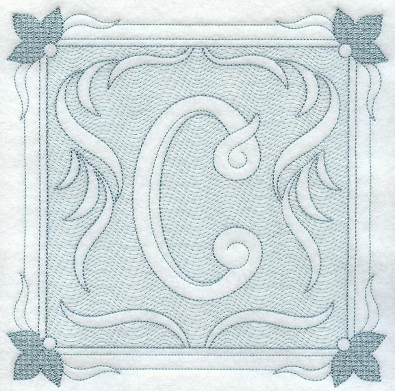 Victorian Scroll Letter C (7.8 Inch) (Trapunto)