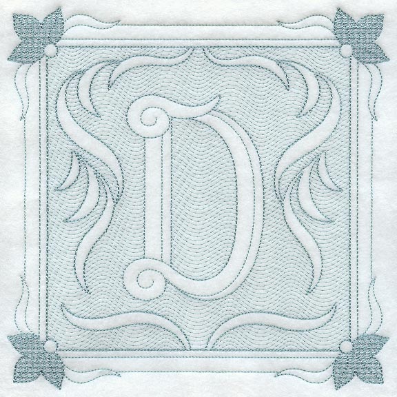 Victorian Scroll Letter D (7.8 Inch) (Trapunto)