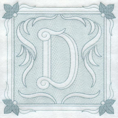 Victorian Scroll Letter D (7.8 Inch) (Trapunto)