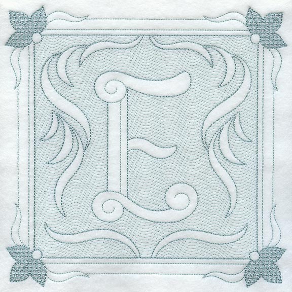 Victorian Scroll Letter E (7.8 Inch) (Trapunto)