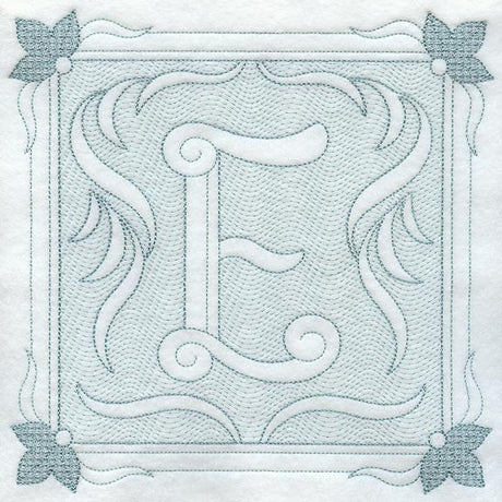 Victorian Scroll Letter E (7.8 Inch) (Trapunto)