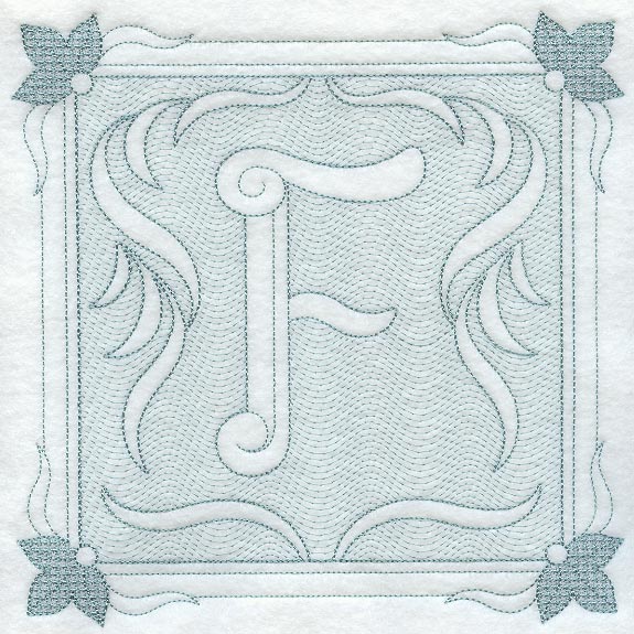 Victorian Scroll Letter F (7.8 Inch) (Trapunto)