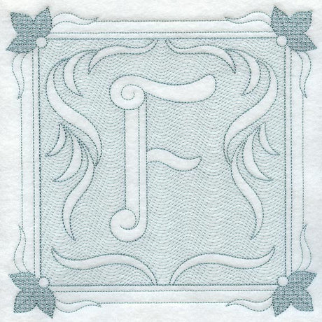 Victorian Scroll Letter F (7.8 Inch) (Trapunto)