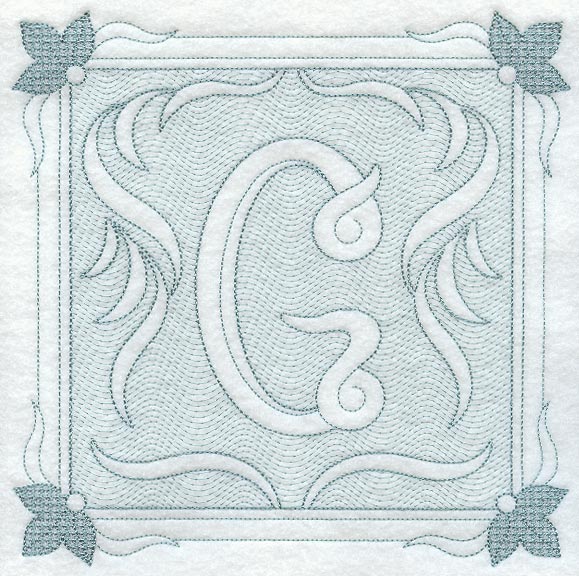 Victorian Scroll Letter G (7.8 Inch) (Trapunto)