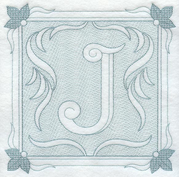 Victorian Scroll Letter J (7.8 Inch) (Trapunto)