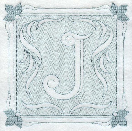 Victorian Scroll Letter J (7.8 Inch) (Trapunto)