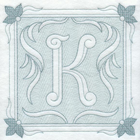 Victorian Scroll Letter K (7.8 Inch) (Trapunto)