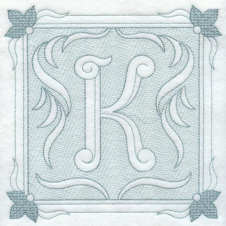 Victorian Scroll Letter K (7.8 Inch) (Trapunto)