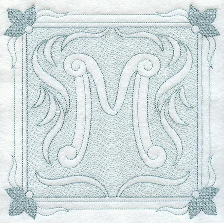 Victorian Scroll Letter M (7.8 Inch) (Trapunto)