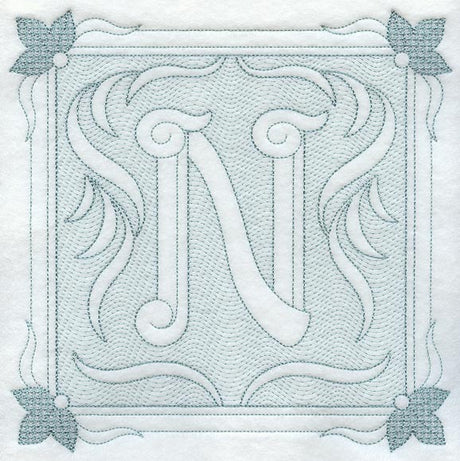 Victorian Scroll Letter N (7.8 Inch) (Trapunto)