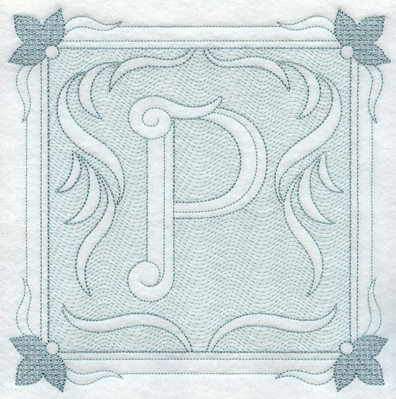 Victorian Scroll Letter P (7.8 Inch) (Trapunto)