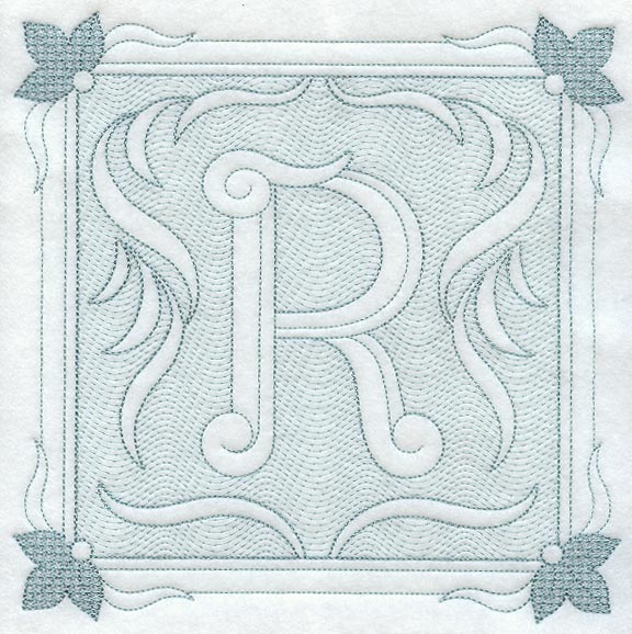 Victorian Scroll Letter R (7.8 Inch) (Trapunto)