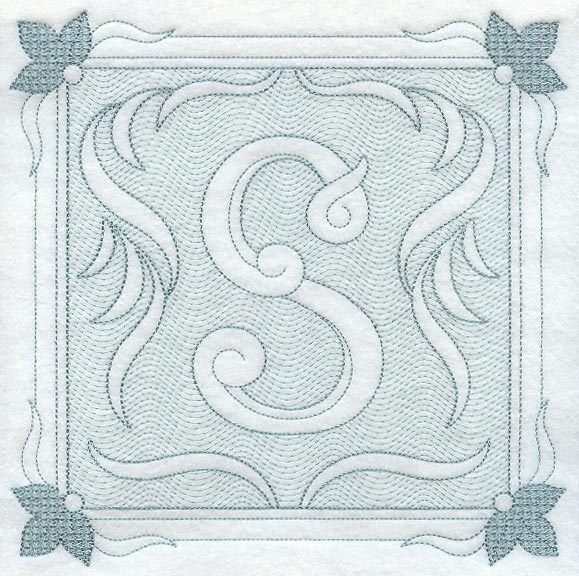 Victorian Scroll Letter S (7.8 Inch) (Trapunto)