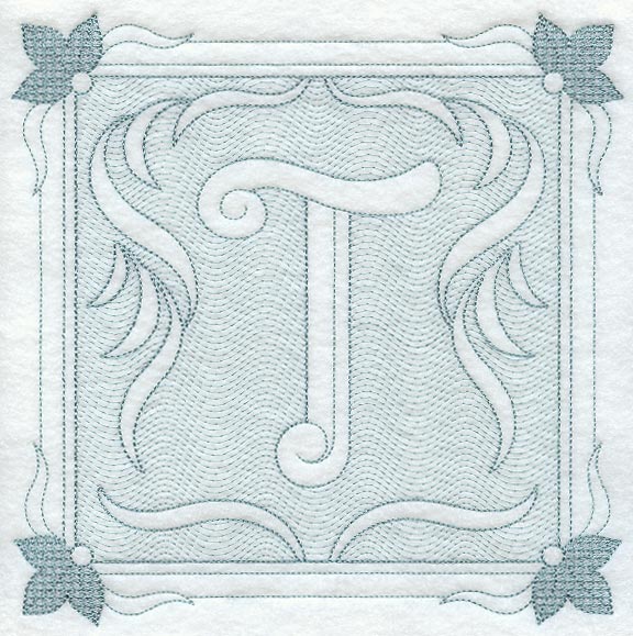 Victorian Scroll Letter T (7.8 Inch) (Trapunto)