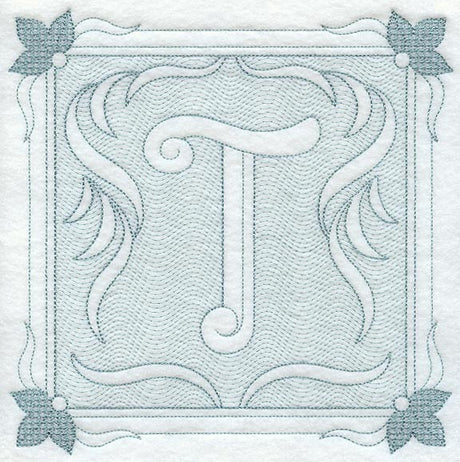 Victorian Scroll Letter T (7.8 Inch) (Trapunto)