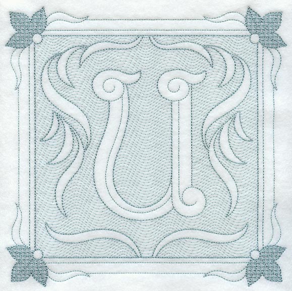Victorian Scroll Letter U (7.8 Inch) (Trapunto)