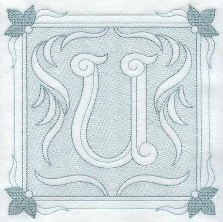 Victorian Scroll Letter U (7.8 Inch) (Trapunto)