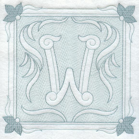 Victorian Scroll Letter W (7.8 Inch) (Trapunto)