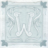 Victorian Scroll Letter W (7.8 Inch) (Trapunto)