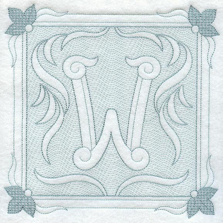 Victorian Scroll Letter W (7.8 Inch) (Trapunto)