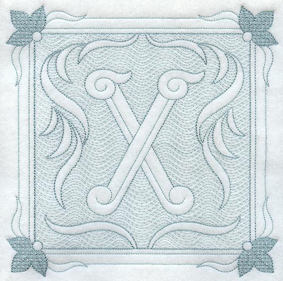 Victorian Scroll Letter X (7.8 Inch) (Trapunto)
