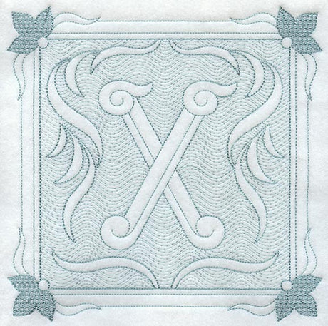 Victorian Scroll Letter X (7.8 Inch) (Trapunto)