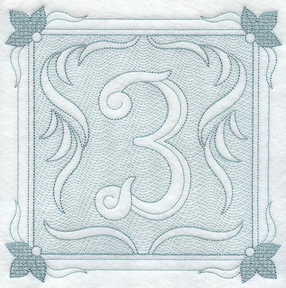 Victorian Scroll Number 3 (7.8 Inch) (Trapunto)