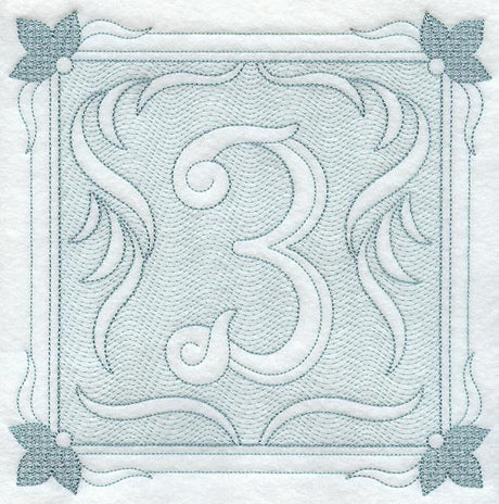 Victorian Scroll Number 3 (7.8 Inch) (Trapunto)