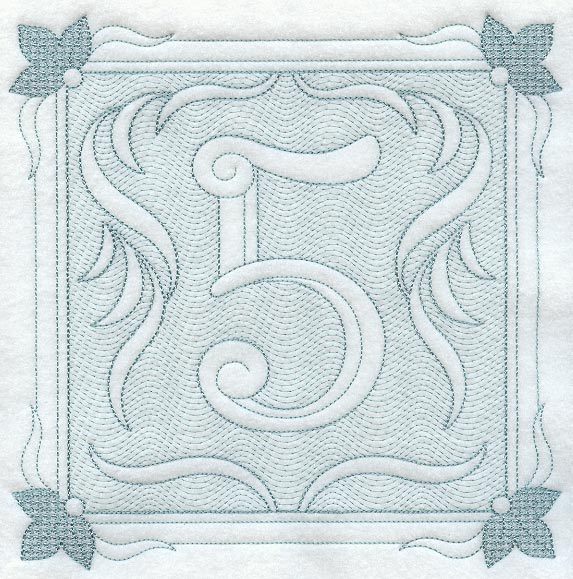 Victorian Scroll Number 5 (7.8 Inch) (Trapunto)