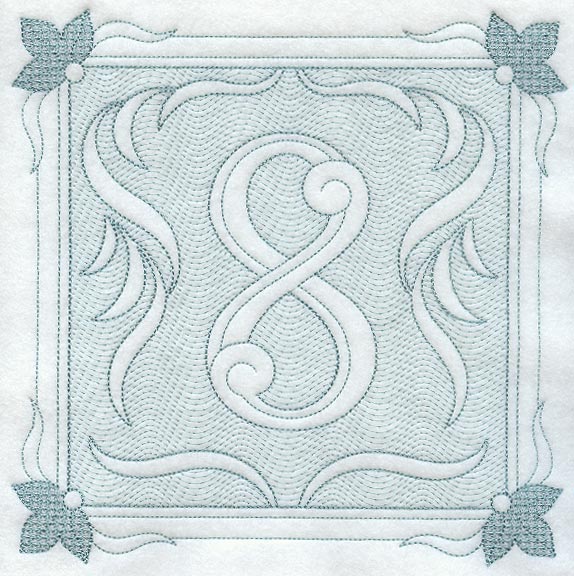 Victorian Scroll Number 8 (7.8 Inch) (Trapunto)